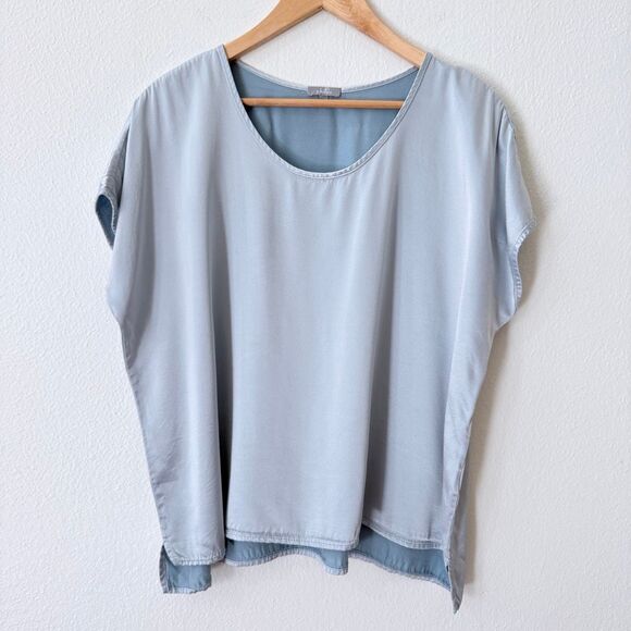 Harlow Tops - PJ Harlow Women’s Size XS Roxy Blue Satin Cotton Blend Sleeveless Top Shirt